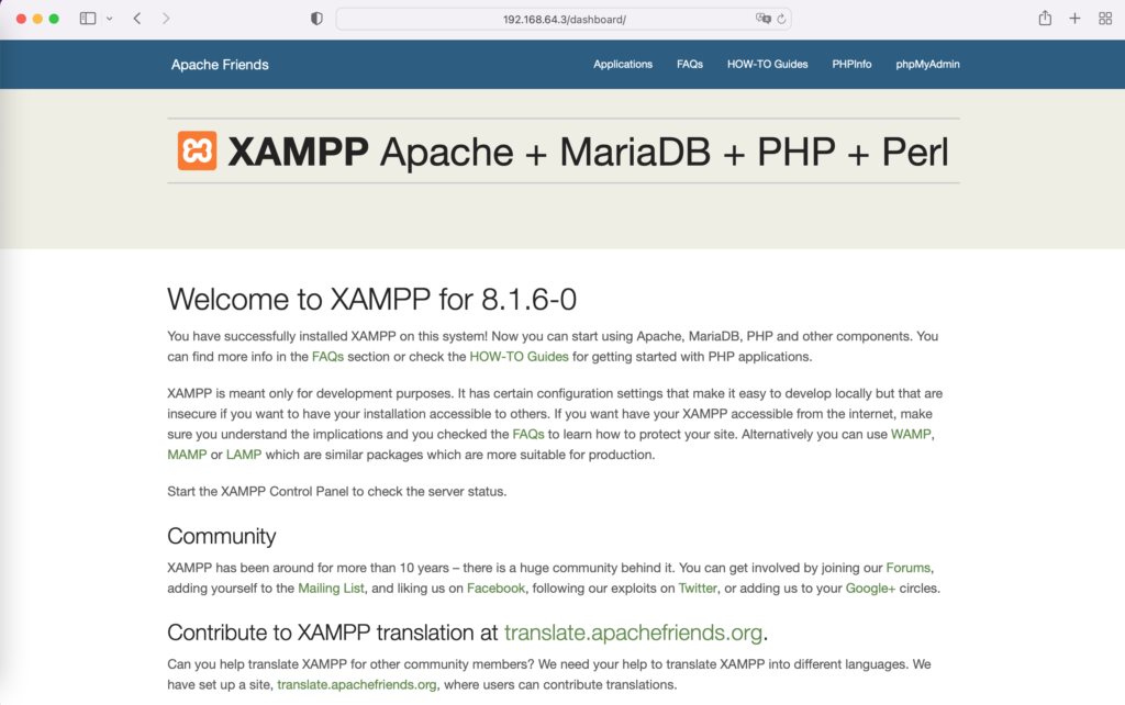 XAMPP Apache + MariaDB + PHP + Perl