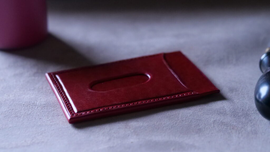 革のパスケース（赤）- 作り方 - パスケース製作途中の写真3