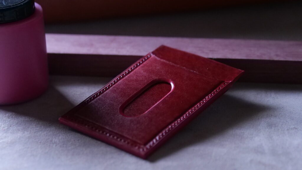 革のパスケース（赤）- 作り方 - パスケース製作途中の写真4