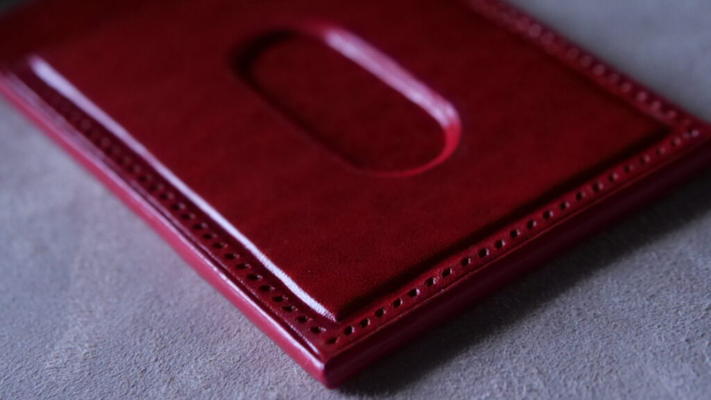 革のパスケース（赤）- 作り方 - パスケース製作途中の写真6
